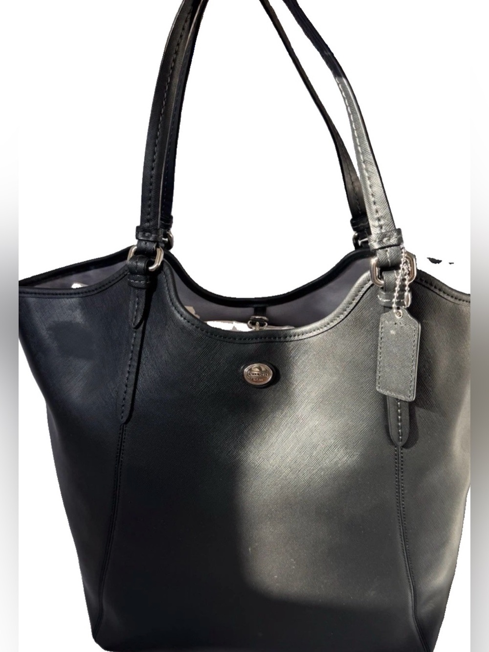 Coach Peyton Saffiano Leather Tote Bag in Black - Picture 6 of 11